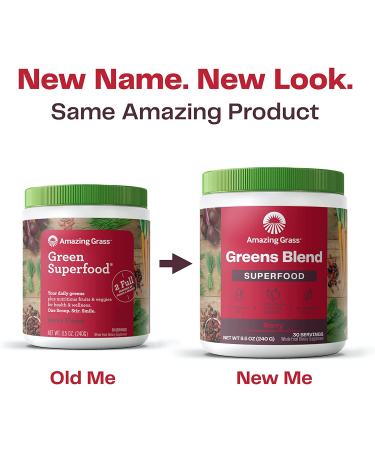 Amazing Grass Greens Blend Superfood Powder with Spirulina & Probiotics - 60 Servings Berry Flavor - Buy Online on GoSupps.com