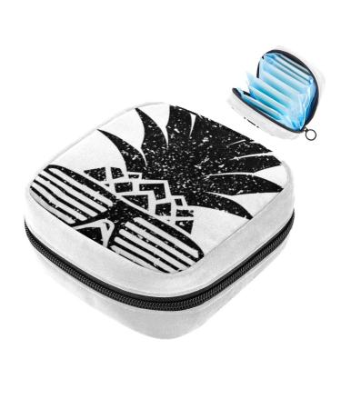 GIAPB Sanitary Napkin Storage Bag Period Bag Tampon Bag Makeup Bag Pad Pouch Black Fruit Pineapple Color4394