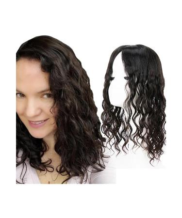 Curly Human Hair Topper Full Hand Tied Silk Base Hair Topper with 4 Clips Natural Color European Remy Hair Pieces Covering White Hair or Thin Hair (Color : 8 in Size : 15x16 cm) 15x16 cm 8 in