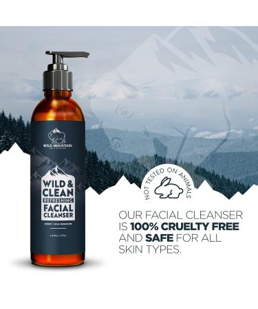 Wild Mountain 'Wild & Clean' Facial Cleanser for Men - Soothing Brightening Acne Face Wash for Sensitive Skin - 6 Oz - Buy Online on GoSupps.com