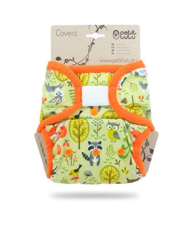 Petit lulu size 2 powy overpants (5-16 kg) |Velcro |One size diapers |Baby diaper pants |Washable & waterproof |Fleet diapers |Made in EU forest animals