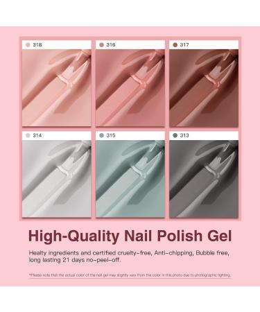 AUBSS Autumn Gel Nail Polish Set - 6 Popular Pastel Colors for Autumn & Winter - Soak Off LED Lamp Kit for DIY Manicure - Great Gift for Home Collection - Grey Pink Nude - Buy Online on GoSupps.com