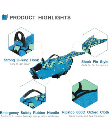 Cit toile Dog Swimming Jar - Life Jacket for Small Medium & Large Dogs with Mermaid Tail | Glau Mermaid-Blue Dog Lifeguard Vest - Buy Online on GoSupps.com