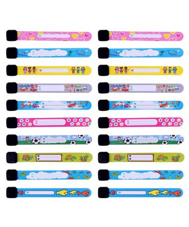 TSHAOUN 20 pieces of emergency bracelet for children Children's name bracelet Marker Ant lost emergency bracelet Waterproof and reused for outdoor activities of children.(Multicolor)