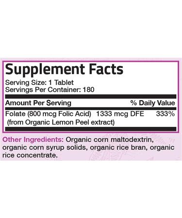 Bronson Organic Folic Acid 800mcg - Natural Folate from Lemon Peel - 180 Tablets - Buy Online on GoSupps.com