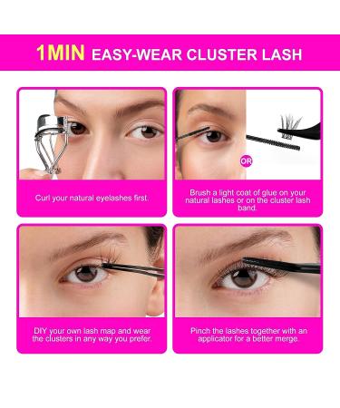 CAELYMINE Cluster Eyelash Extensions 144pcs - D Curl Soft Lash Extension Clusters for Beginners - Reusable 3D Cosplay Eyelash Cluster Extensions - Buy Online on GoSupps.com