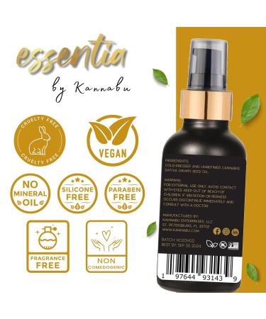 Essentia Hemp Botanical Oil for Skin Hair & Nails | Cold-Pressed Vegan Non-GMO | 100% Natural Vitamin E | 2 Fl Oz Pack - Buy Online on GoSupps.com