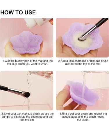 2 Pack Silicone Make-Up Brush Cleaning Mat - Portable Cosmetic Brush Cleaner for Fast and Easy Cleaning - Violet - Buy Online on GoSupps.com