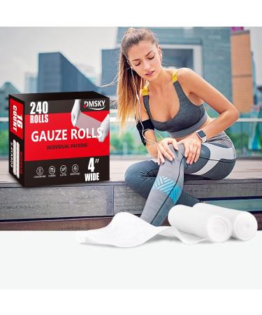240 Pack Premium Rolled Gauze Bandages - 4x4.1 Yards Individually Wrapped Breathable First Aid Supplies for Wounds - Medical Supplies - Buy Online on GoSupps.com