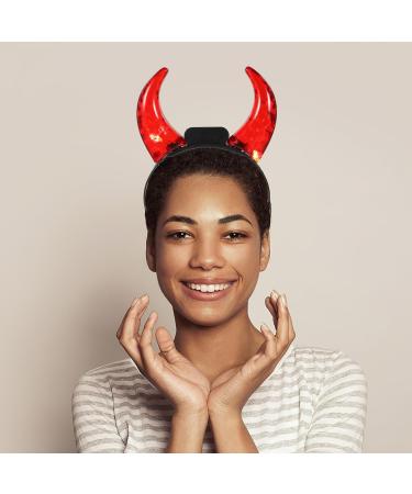 PATKAW Led Devil Horns Headband Light up Headband Demon Hair Hoop Flashing Headwear for Halloween Cosplay Costume Birthday Party Accessories - Buy Online on GoSupps.com