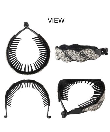 4 Pack Rhinestone Gem Banana Hair Clips - Sparkly Leaf Design for Thick Hair - Buy Online on GoSupps.com