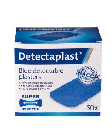 DetectaPlast Pflasters Waterproof Elastic Blue Wound Paving For Dealing with Food Detectable Pflaster for First Aid Sets in Gastronomy 50 x 72 mm 50 pieces