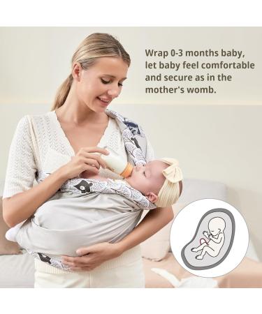 CUBY Natural Cotton Baby Carrier | Extra Comfortable Sling for Newborns & Toddlers - Grey Bear Design - Buy Online on GoSupps.com