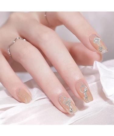 Dangle Nail Charms 24PCS Luxury Heart Flower Moon Butterfly Pearl Bow Gems | 3D Silver Alloy Rhinestones for Nail Art Decoration - Silver - Buy Online on GoSupps.com