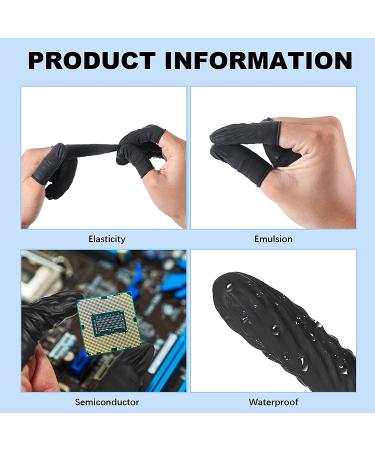 200 PCS Disposable Latex Finger Cots - Protective Fingertips Gloves | Anti Static Rubber Fingertip Finger Cots | Industrial Black - Buy Online on GoSupps.com
