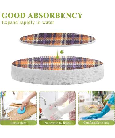 3-Pack Cleaning Kitchen Sponges Oval Black Orange Plaid Kitchen Cellulose Dishwashing Wood Pulp Cotton - Buy Online on GoSupps.com