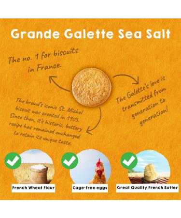 St Michel Grandes Galettes Butter Cookies Biscuits with Sea Salt 5.29oz - Pack of 6 | Made in France | Non-GMO Pure Butter Cookies - Buy Online on GoSupps.com