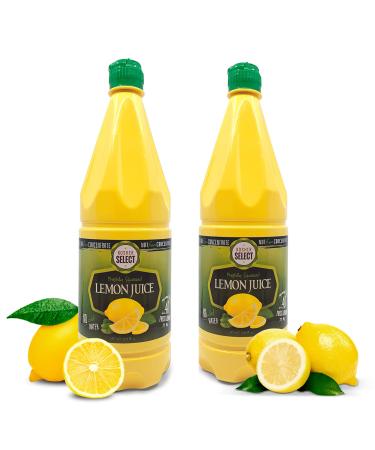 2 Pack Kosher Select 100% Lemon Juice Freshly Squeezed NO Added Water 33.8oz Not From Concentrate - Appx 40 Freshly Squeezed Lemons in Each Bottle - Kosher Food 33.8 Fl Oz (Pack of 2)
