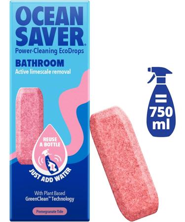 OceanSaver Eco Multi-Surface Bathroom Cleaner - 12x 750ml Refills | Plant-Based & Cruelty-Free | Pomegranate Scent | Powerful Cleaning Spray for Toilet, Sink, and Shower - Buy Online on GoSupps.com
