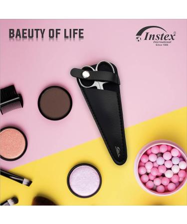 INSTEX Cuticle Nail Scissors - Professional Curved Steel Blade for Manicure, Pedicure, and Grooming - Includes Leather Pouch - Silver - Buy Online on GoSupps.com