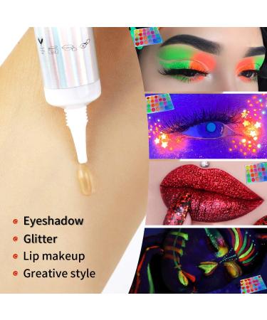 Shop Colorful Neon Eyeshadow Palette - Highly Pigmented Matte & Glitter - UV Glow Blacklight Makeup for Eyes Face & Body - Buy Online on GoSupps.com