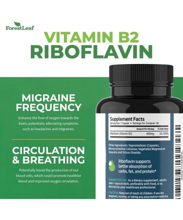 ForestLeaf Riboflavin & Magnesium Migraine Supplement - Riboflavin 400mg for Headache Relief - Ultimate Magnesium Glycinate Bundle with B2 Vitamin 400mg for Headache Migraine Relief Capsules - Buy Online on GoSupps.com
