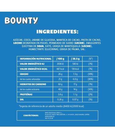  Bounty BOUNTY - Milk Chocolate & Coconut Bars - 5 Individual Packs of 2 Bars - 5 x 57g - Buy Online on GoSupps.com