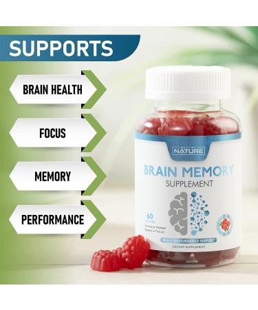 Memory Support Gummy Supplement with Phosphatidylserine and Vitamin B12 - Nootropic Brain Booster for Seniors and Adults - 60 Gummies - Buy Online on GoSupps.com