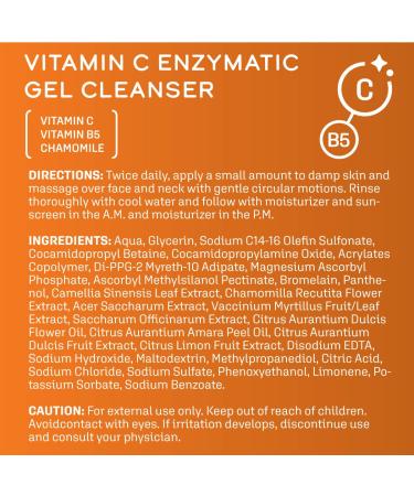 DCL Skincare Vitamin C Enzymatic Gel Cleanser - Natural Exfoliating Cleanser for Pores | 8 Fl oz - International Shipping Available - Buy Online on GoSupps.com