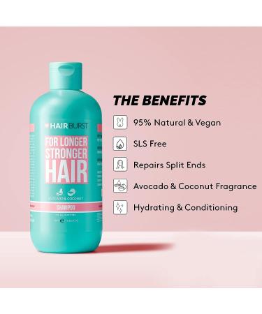 Hairburst Hair Growth Shampoo for Women - Reduces Hair Loss, Strengthens Hair Growth - SLS and Paraben Free - Coconut Avocado Scent - 350ml - Buy Online on GoSupps.com
