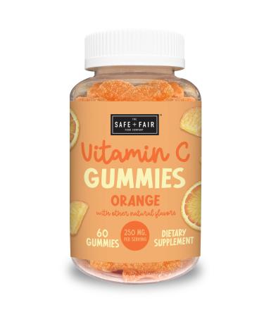 Safe and Fair Vitamin C Gummies for Immune Support Supplement Chewable Supplement for Adults and Kids Delicious Orange Flavor 30 or 60 Servings