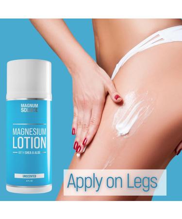 Magnesium Lotion Super Concentrated Made with Aloe and Shea for Leg Cramps Sore Muscles & Joints Rejuvenation Safe for Kids Made in The USA (Unscented) - Buy Online on GoSupps.com