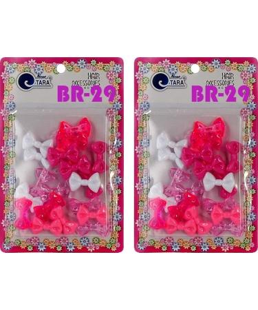 Tara Girls Self Hinge Plastic Bow Hair Barrettes Selection Pack Of 2 (BR29)