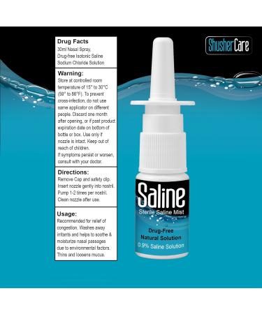 Saline Nasal Spray - 100% Pure Isotonic Solution | Drug-Free Preservative-Free | Moisturizes & Relieves Sinus Congestion | Safe for All Ages | 30ml Portable Bottle for Travel & Daily Use - Buy Online on GoSupps.com