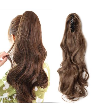 Clip in braid hair part like real hair ponytail hair extension wavy cheap ponytail extension with butterfly clip 18 "(45cm) light brown 45 cm light brown