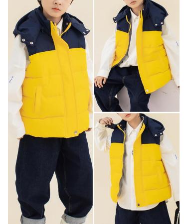 Happy Cherry Kids' Winter Puffer Vest - Lightweight & Warm Hooded Gilet | 4-5 Years | Yellow - Buy Online on GoSupps.com