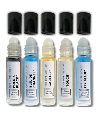 Mens Cologne Sampler Sets - Travel Size Perfume Scented Body Oil Alt Fragrances Replicant Perfume Roll on Mini Perfume Bottle for Man 5 pc (Clean Vibes)