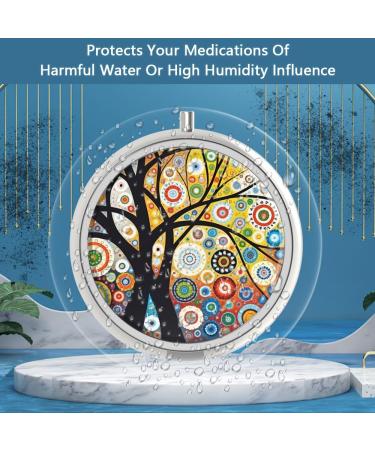 Portable 3-Compartment Pill Can | Metal Decorative Organizer for Medication & Vitamins | Black Life Tree - Ideal for Bags & Wallets - Buy Online on GoSupps.com