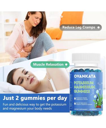 OVANKATA Potassium Magnesium Gummies - High Absorption Chewable Supplements for Leg Cramps & Muscle Relaxation - 60 Count (Pack of 1) - Buy Online on GoSupps.com