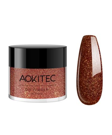 Dipping powder nails set dipping nail powder aokitec fashion dip powder nail dipping powder French nail art starter manicure for salon diy & home nail powder mirror powder-28g glitter brown
