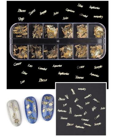 EBANKU 2 Boxes Zodiac Nail Charm 3D Gold Constellation Charms - Nail Sequins for Art Decoration - Buy Online on GoSupps.com