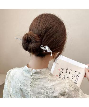 inSowni 8 Pieces Decorative Retro Crystal Pearl Silver Hair Sticks Pins with Pendants Asian Chinese Hanfu Cloud Star Lotus Flower Hair Forks Chopsticks Bun Updo Holders Long Hairpins for Women Girls - Buy Online on GoSupps.com