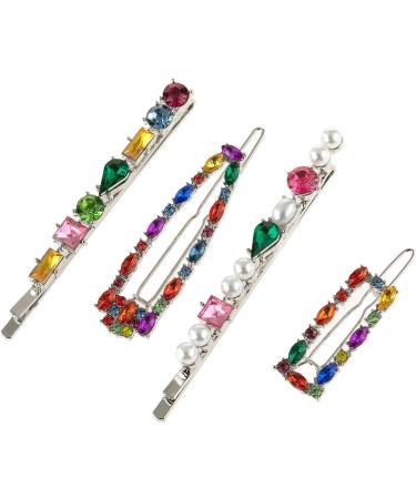 4 Pcs Glitter Hair Clips Crystal Hairpins Duckbill Sweet Hair Barrettes Fashion Hair Accessory Holiday Gifts Hair Barrettes Crystal Side Clip - Buy Online on GoSupps.com