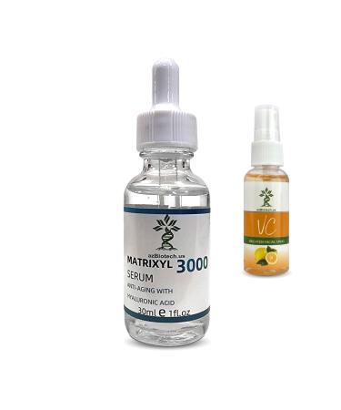 Matrixyl 3000 Serum + Vitamin C Toner for Face Anti-Aging Face Serum Facial Skin Serum and Toner Skin Care Products (Serum 30ml/1 oz) (Toner 1.7 oz)