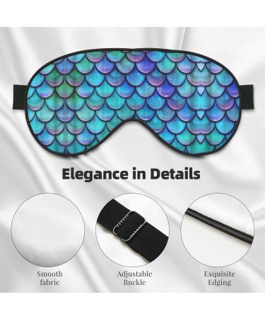 Mermaid Teal Fish Scale Print Eye Mask | Block Out Light | Travel & Sleep Comfort 7.9x4 inch - Buy Online on GoSupps.com