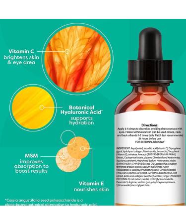 S rums vitamine-C pour le visage soin la peau la vitamine C avec acihyaluronique antioxydant Vit-E s rums claircissants la vitamine C Rianpesn 30 ml - Buy Online on GoSupps.com