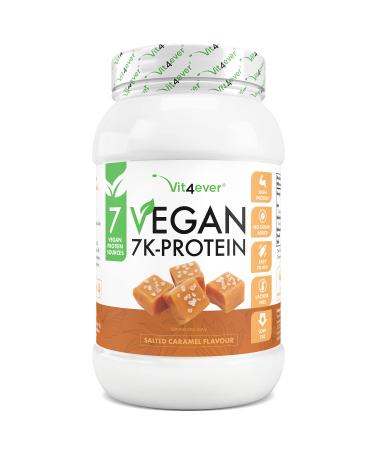 Vegan 7k Protein-1kg-Salted Caramel-Purely vegetable protein powder with rice almond soy pea hemp cranberry sunflower protein