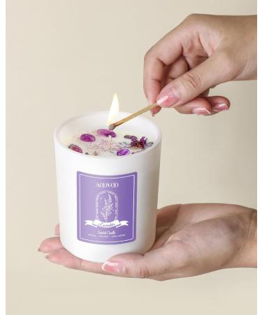 AOOVOO Lavender Scented Candles - Aromatherapy Soy Candle with Crystals | 10oz Gifts for Women & Moms - Perfect for Christmas & Birthdays - Buy Online on GoSupps.com