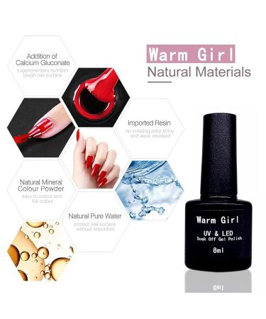 Warm Girl UV Nail Polish Set - 6 Nude Colors 8ml Gel Shellac Durable & Healthier Formula - Buy Online on GoSupps.com