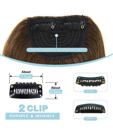 Shinon Thick Side Bangs Clip in Real Human Hair Fringe Extensions - Light Brown - Buy Online on GoSupps.com